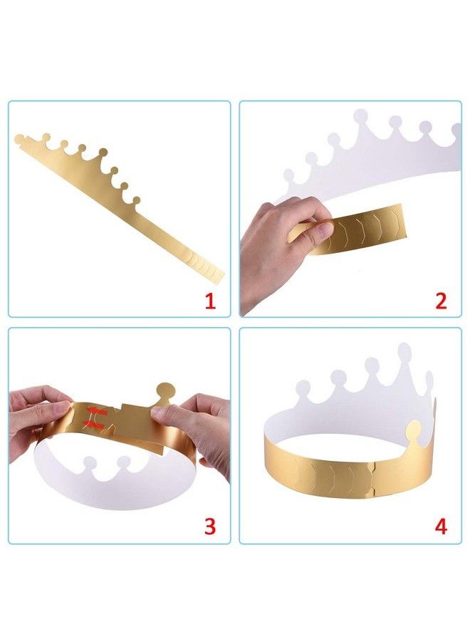 SIQUK 40 Pieces Paper Crowns Golden Party Crown Hats Paper King Crowns For Party And Birthday Celebration  - Image 5