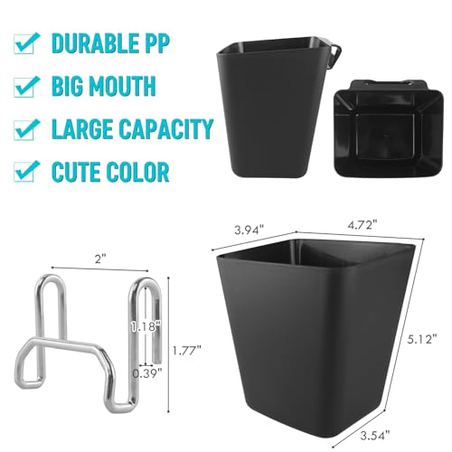 G.CORE GCORE Large Grid Wall Bins 6Pack Black Gridwall Accessories Hanging Cups with Back Hooks Plastic Grid Wall Panels Organizers Wire Shelves Holders for Garage Garden Craft Office Tools Storage - Image 3