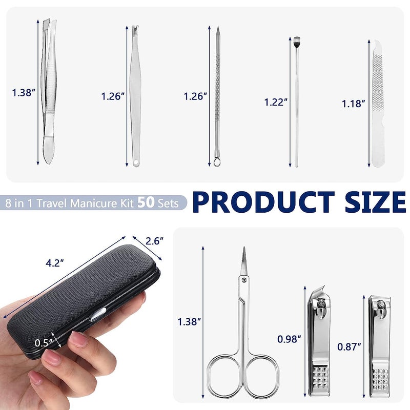 GABANIZ GABANIZ Manicure Kit Nail Clippers Set Stainless Steel Professional Pedicure Black 7 in 1 Grooming Kit Nail Scissors Cutter Ear Pick Tweezers Scissors Eyebrow Nail File for ManWomen Gift 7in1  - Image 2