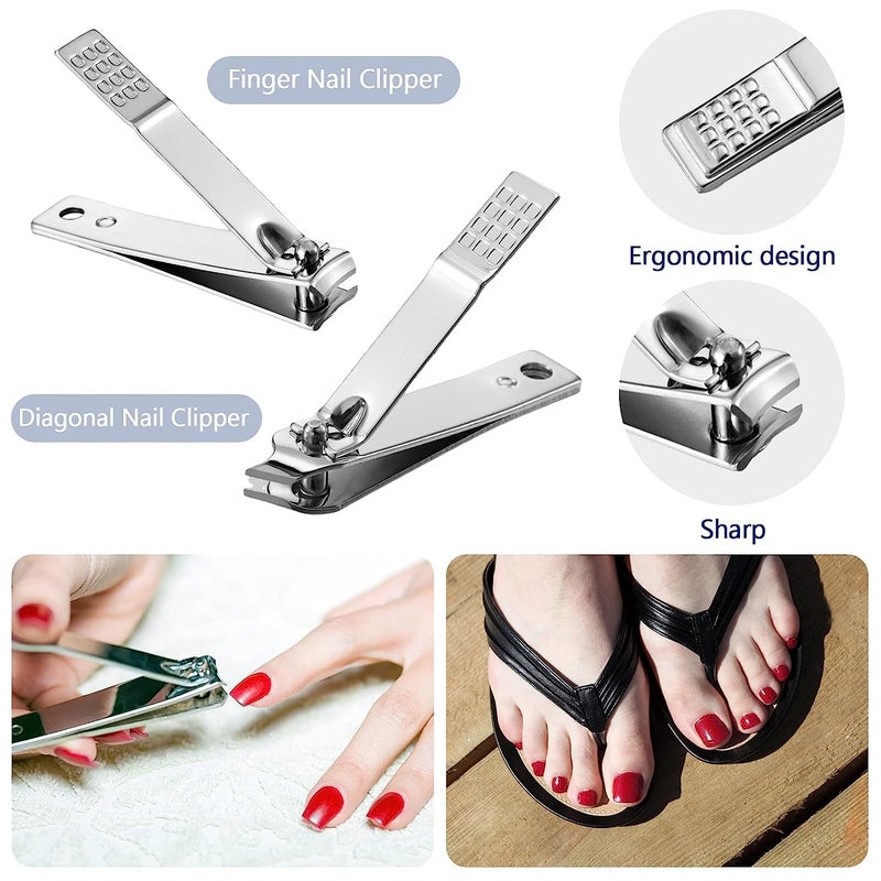 GABANIZ GABANIZ Manicure Kit Nail Clippers Set Stainless Steel Professional Pedicure Black 7 in 1 Grooming Kit Nail Scissors Cutter Ear Pick Tweezers Scissors Eyebrow Nail File for ManWomen Gift 7in1  - Image 3