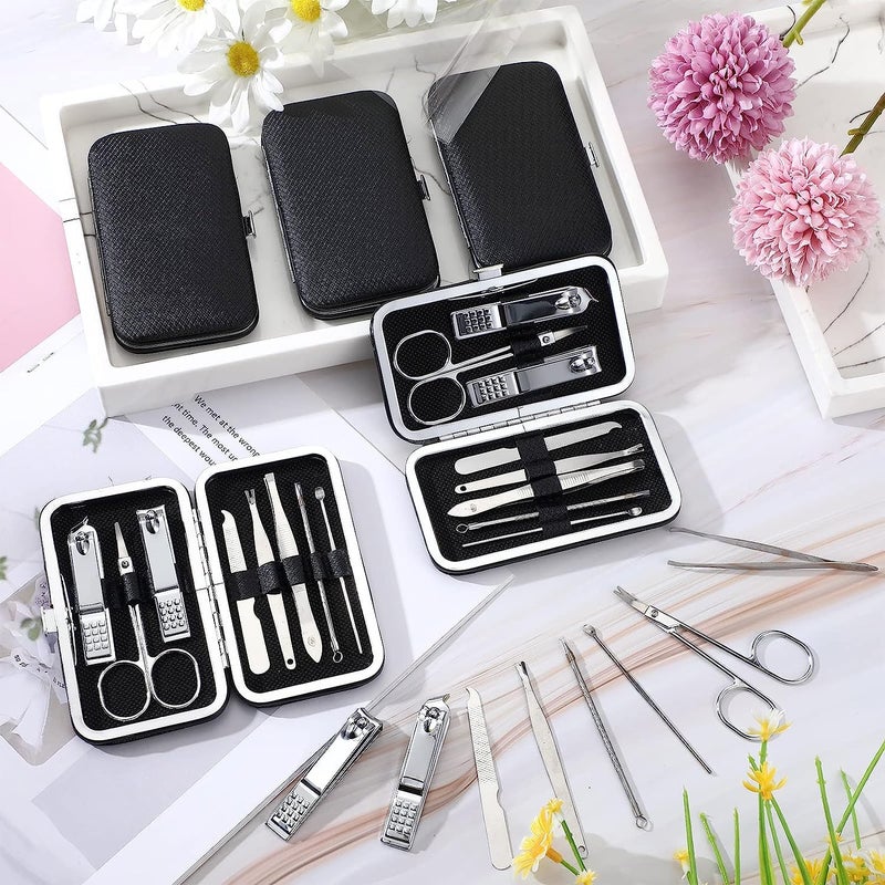 GABANIZ GABANIZ Manicure Kit Nail Clippers Set Stainless Steel Professional Pedicure Black 7 in 1 Grooming Kit Nail Scissors Cutter Ear Pick Tweezers Scissors Eyebrow Nail File for ManWomen Gift 7in1  - Image 4