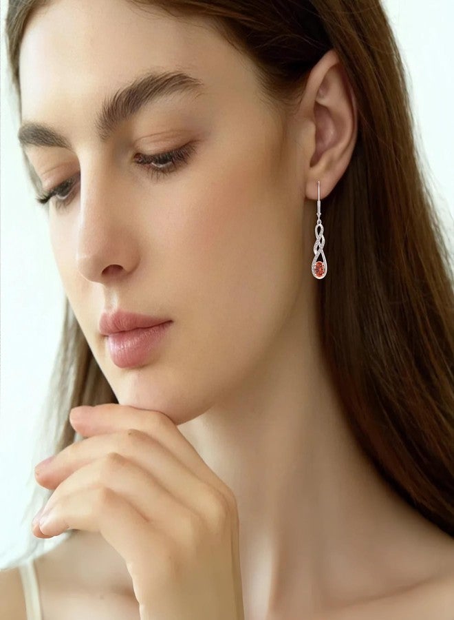 FJ Infinity Dangle Drop Earrings 925 Sterling Silver Leverback Garnet Earrings January Birthstone Jewelry Gifts for Women - Image 3