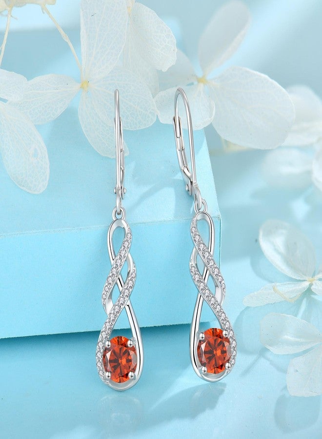 FJ Infinity Dangle Drop Earrings 925 Sterling Silver Leverback Garnet Earrings January Birthstone Jewelry Gifts for Women - Image 5