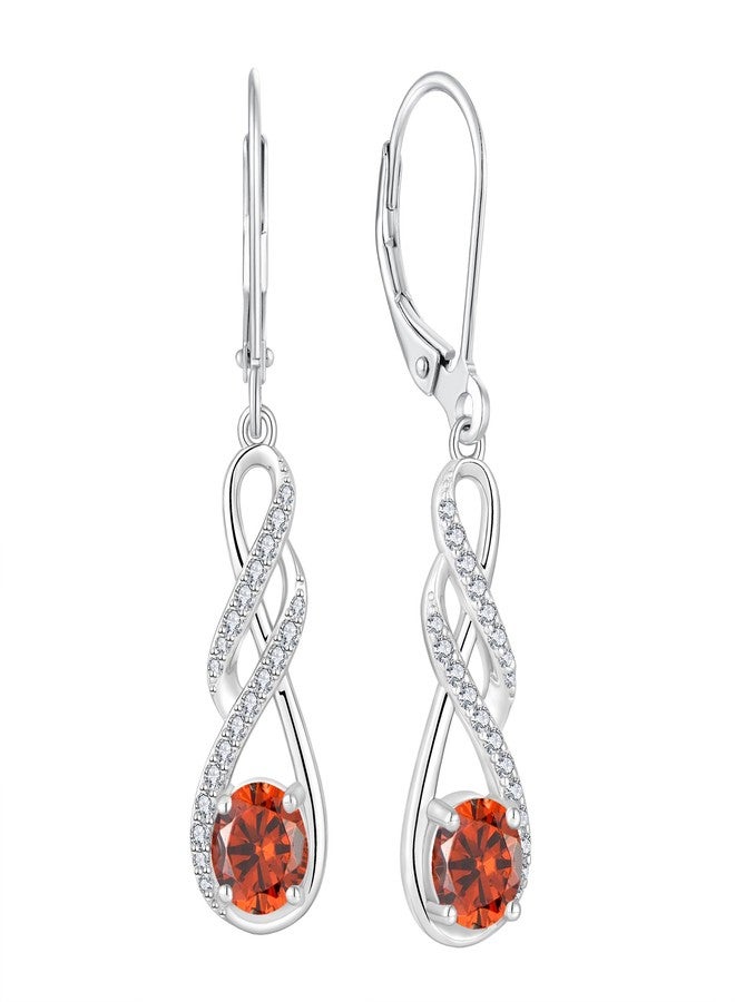 FJ Infinity Dangle Drop Earrings 925 Sterling Silver Leverback Garnet Earrings January Birthstone Jewelry Gifts for Women - Image 1