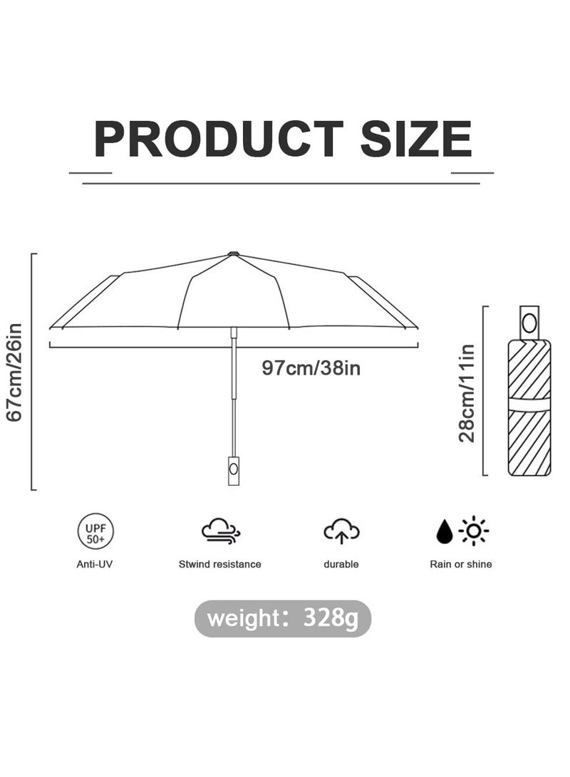 SYOSI Automatic Open/Close Travel Umbrella, Windproof UV Folding Compact Umbrella Portable Travel Umbrella Portable Lightweight Sun & Rain Wind-proof Umbrellas for Women and Men - Image 4