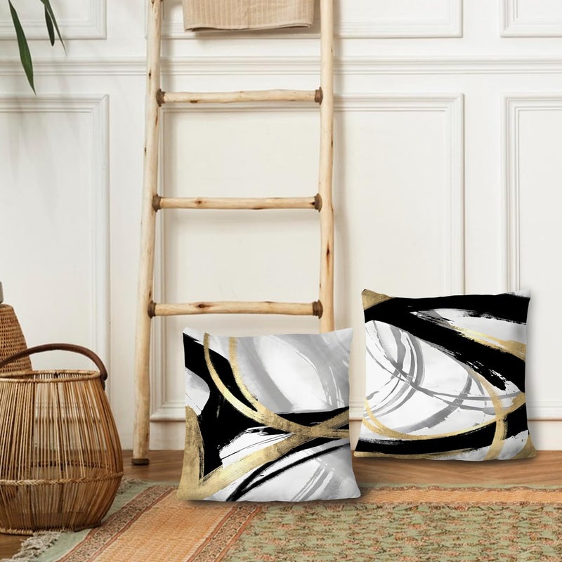 Supwhd Black White and Gold Pillow Covers  Abstract Black and Gold Pillow Covers 24x24 Set of 2  Modern Boho Home Decor  Black and Gold Pillows Decorative Throw Pillows for Couch Living Room Bedroom - Image 3