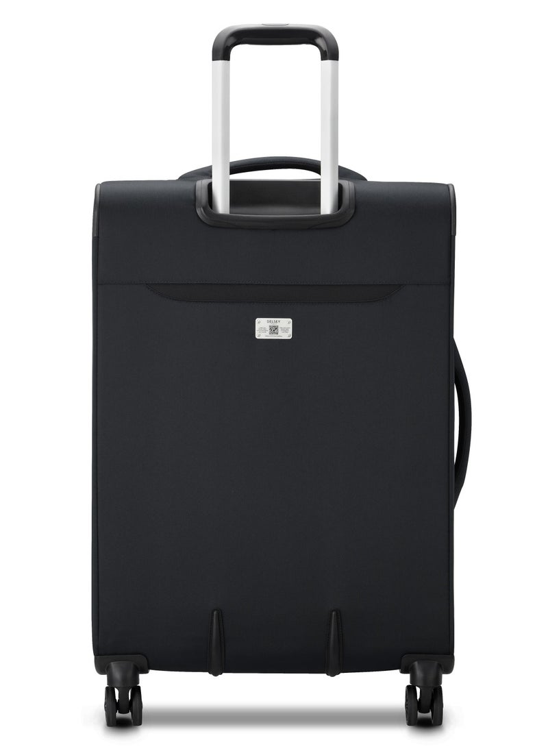 DELSEY Paris Sky Max 2.0 70cm Softcase 4 Double Wheel Expandable Check-In Luggage Trolley Black  - Image 3