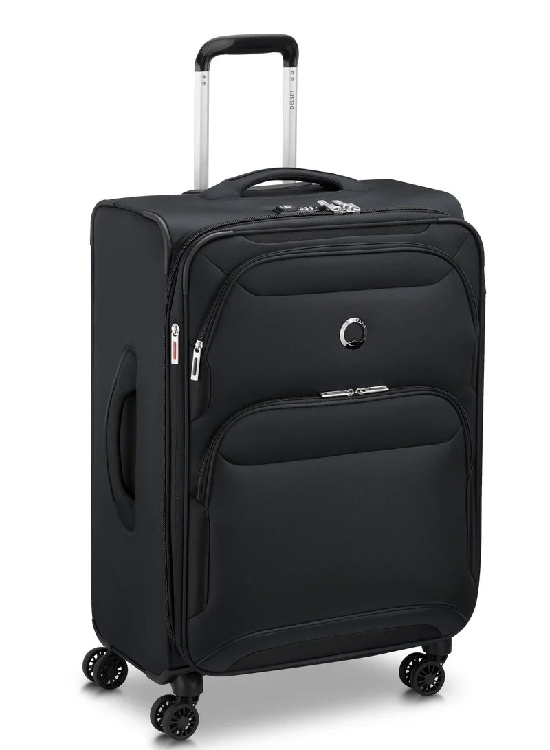 DELSEY Paris Sky Max 2.0 70cm Softcase 4 Double Wheel Expandable Check-In Luggage Trolley Black