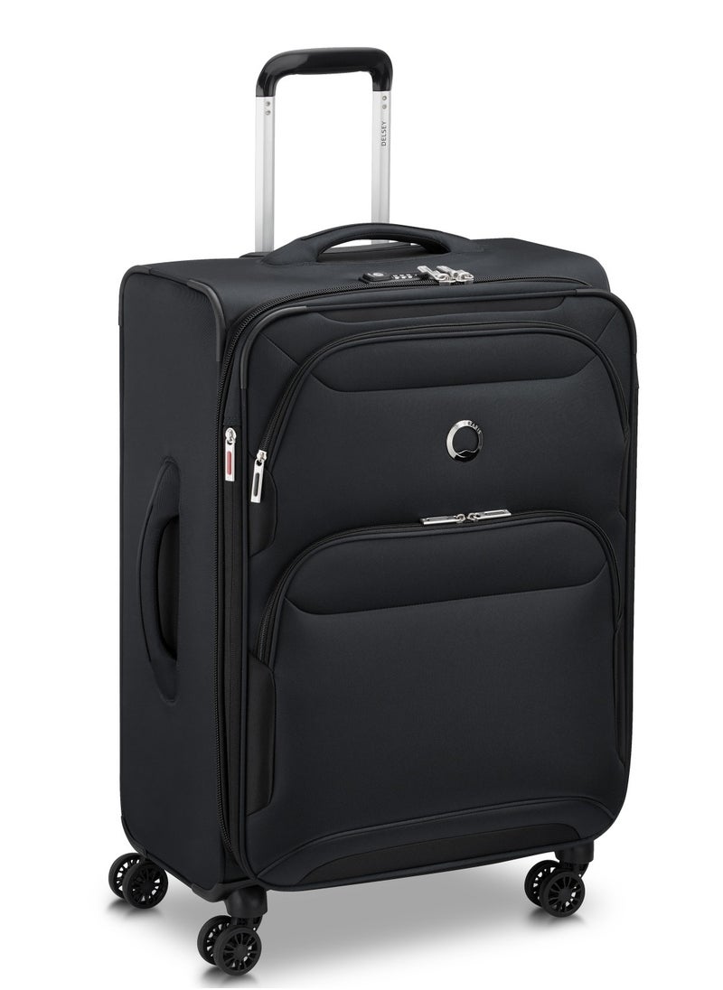 DELSEY Paris Sky Max 2.0 70cm Softcase 4 Double Wheel Expandable Check-In Luggage Trolley Black  - Image 2
