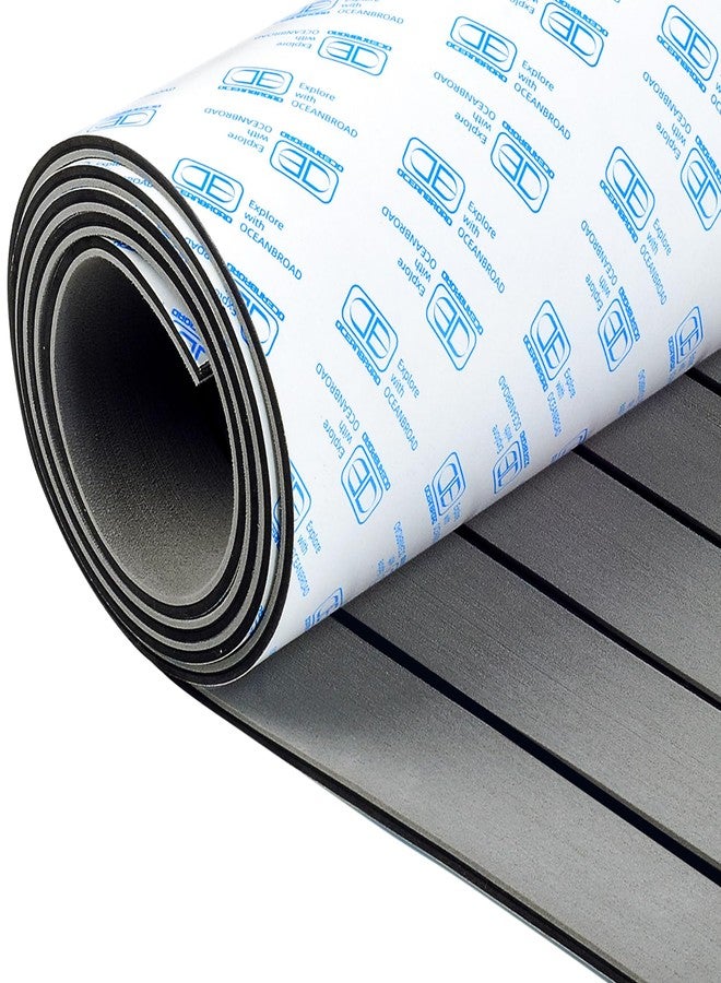 OCEANBROAD Boat Flooring EVA Foam Self-Adhesive 96''x28.8'' Faux Teak Marine Boat Decking Sheet for Jon Boats Yacht Floor, Gray with Black Seam Lines - Image 1