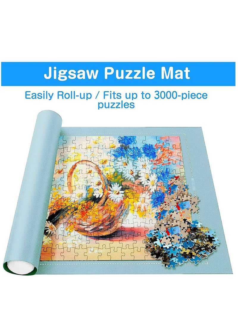 HomarKet - Large Jigsaw Puzzle Storage organizer Roll Mat Set Blue 100X140cm - Image 1