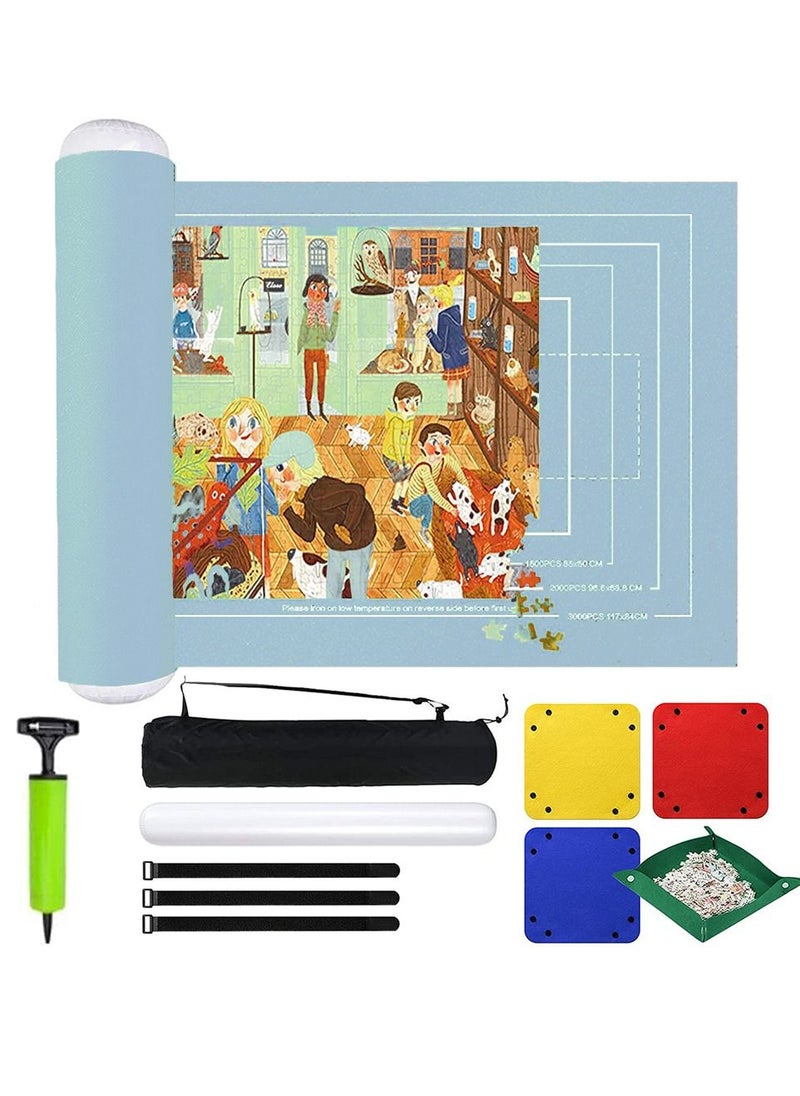 HomarKet - Large Jigsaw Puzzle Storage organizer Roll Mat Set Blue 100X140cm - Image 1
