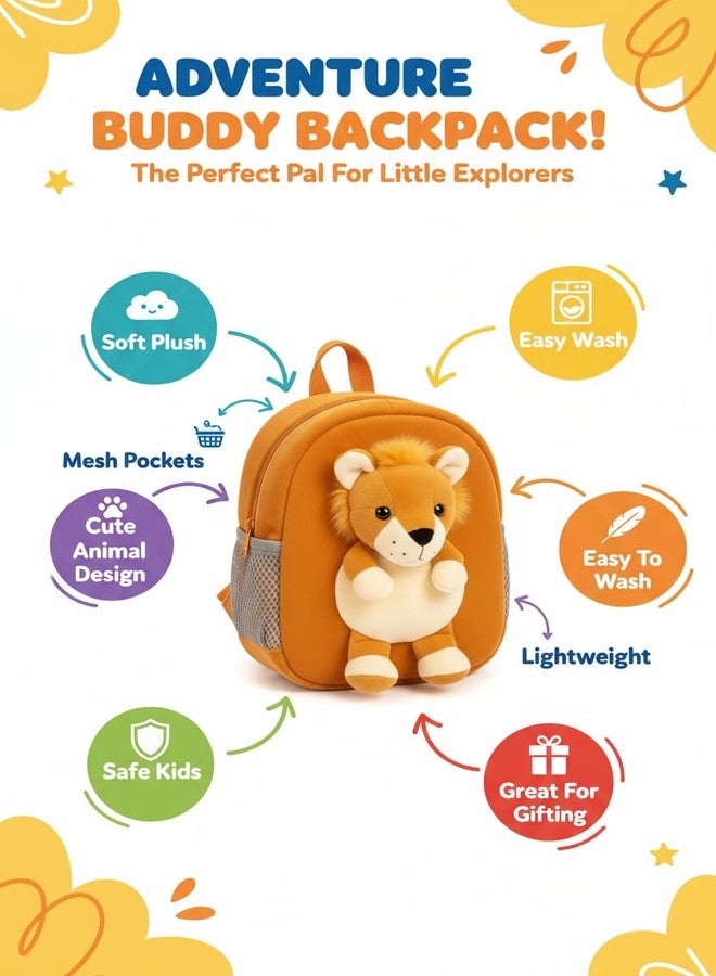 GT Gungun Toys Lion Soft Plush Backpack for Kids | Cute 3D Animal Cartoon Bag for Toddlers | Lightweight Travel & School Backpack for Boys and Girls | Soft Toy Style Nursery Bag - Image 4