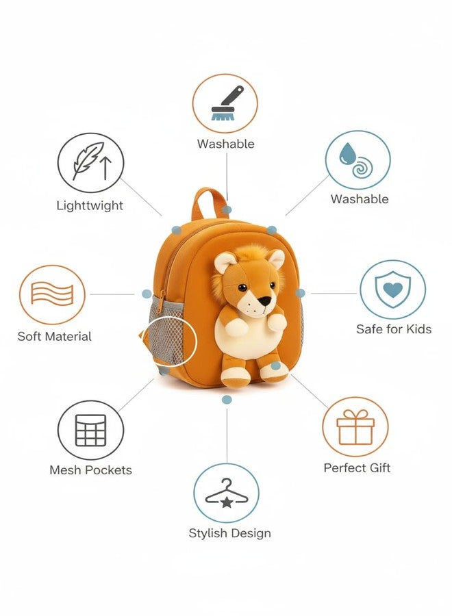 GT Gungun Toys Lion Soft Plush Backpack for Kids | Cute 3D Animal Cartoon Bag for Toddlers | Lightweight Travel & School Backpack for Boys and Girls | Soft Toy Style Nursery Bag - Image 2