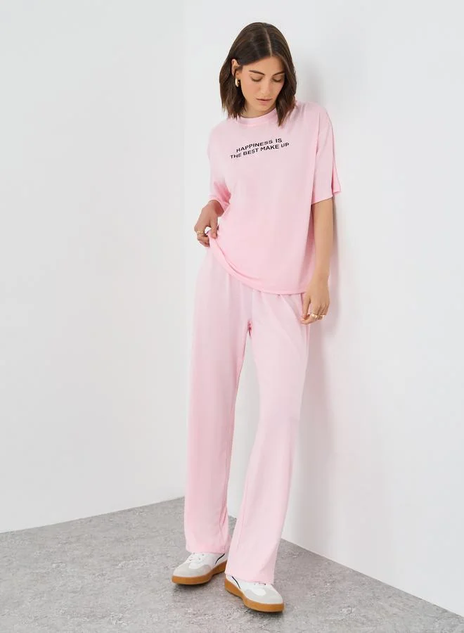 Take Two Take Two Slogan Print Relaxed Fit Top and Joggers Co-Ords