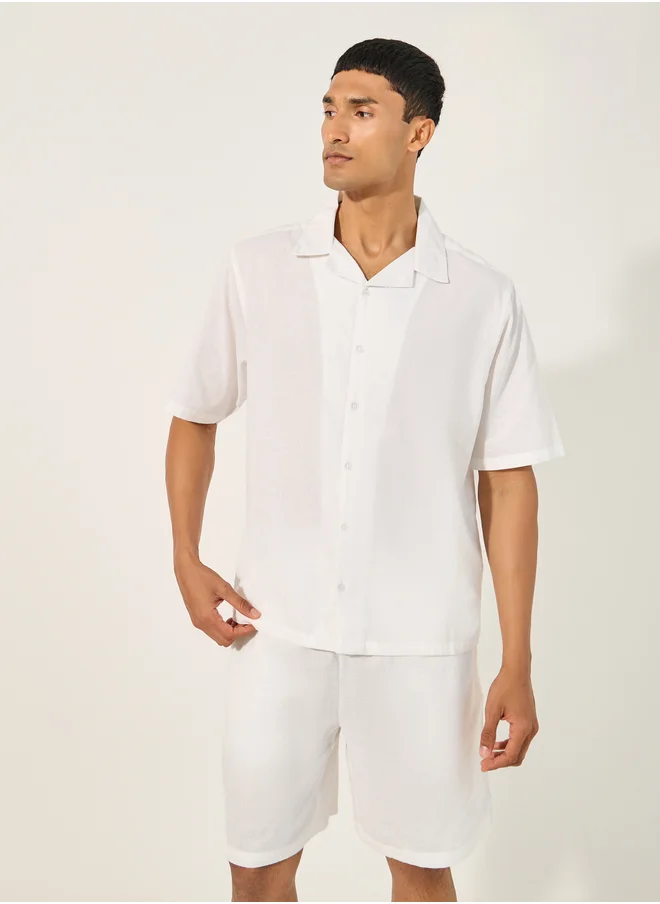 Styli Styli Solid Regular Fit Shirt and Shorts Co-Ords