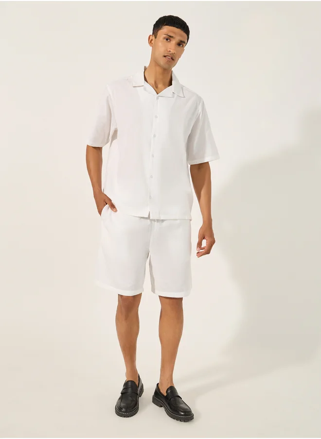 Styli Styli Solid Regular Fit Shirt and Shorts Co-Ords