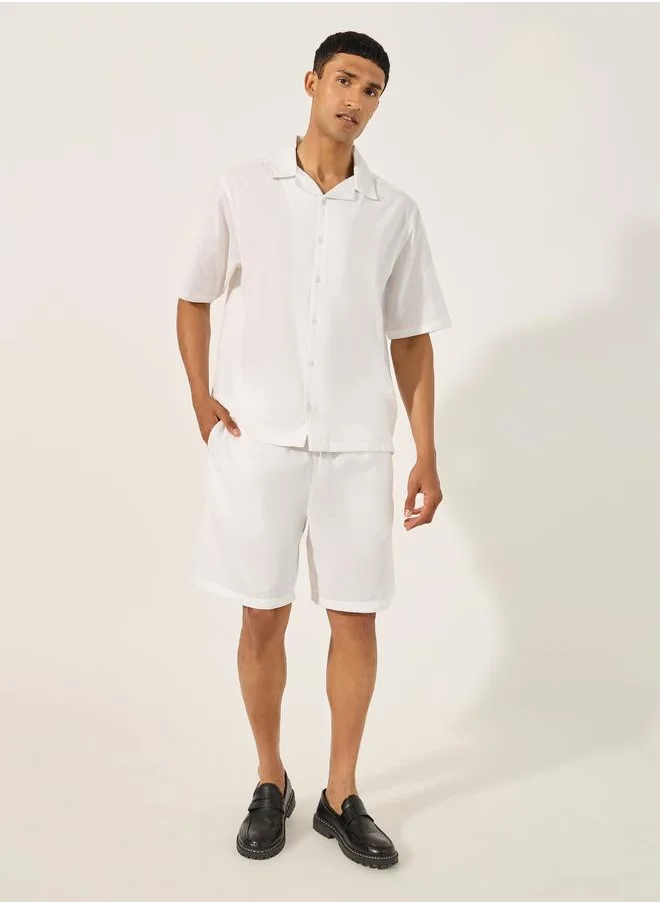 ستايلي Styli Solid Regular Fit Shirt and Shorts Co-Ords