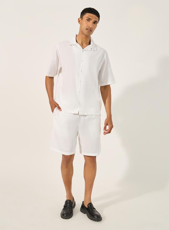 Styli Styli Solid Regular Fit Shirt and Shorts Co-Ords  - Image 1