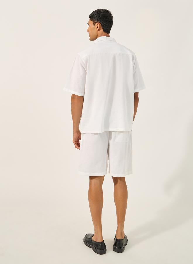 Styli Styli Solid Regular Fit Shirt and Shorts Co-Ords  - Image 4