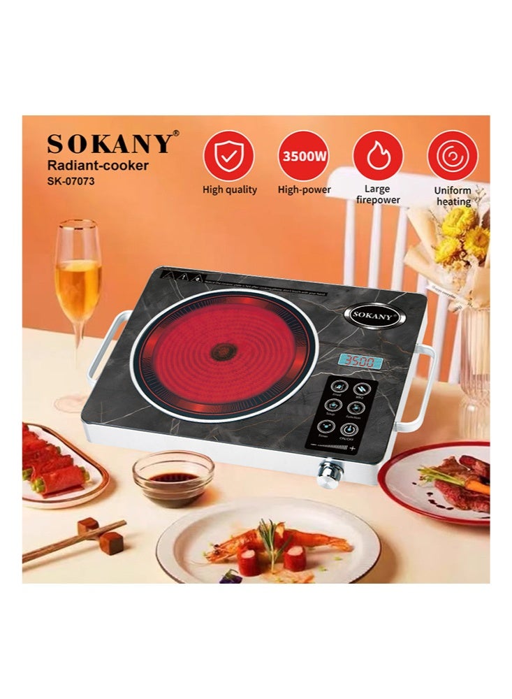 سوكاني موقد حثي، موقد يعمل بالأشعة تحت الحمراء، موقد كهربائي فردي مع تحكم قابل للتعديل في درجة الحرارة، مستشعر لمس ومقبض، 3500 واط SK-07073 - Image 3