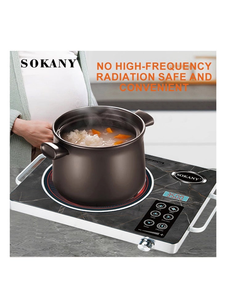 سوكاني موقد حثي، موقد يعمل بالأشعة تحت الحمراء، موقد كهربائي فردي مع تحكم قابل للتعديل في درجة الحرارة، مستشعر لمس ومقبض، 3500 واط SK-07073 - Image 4