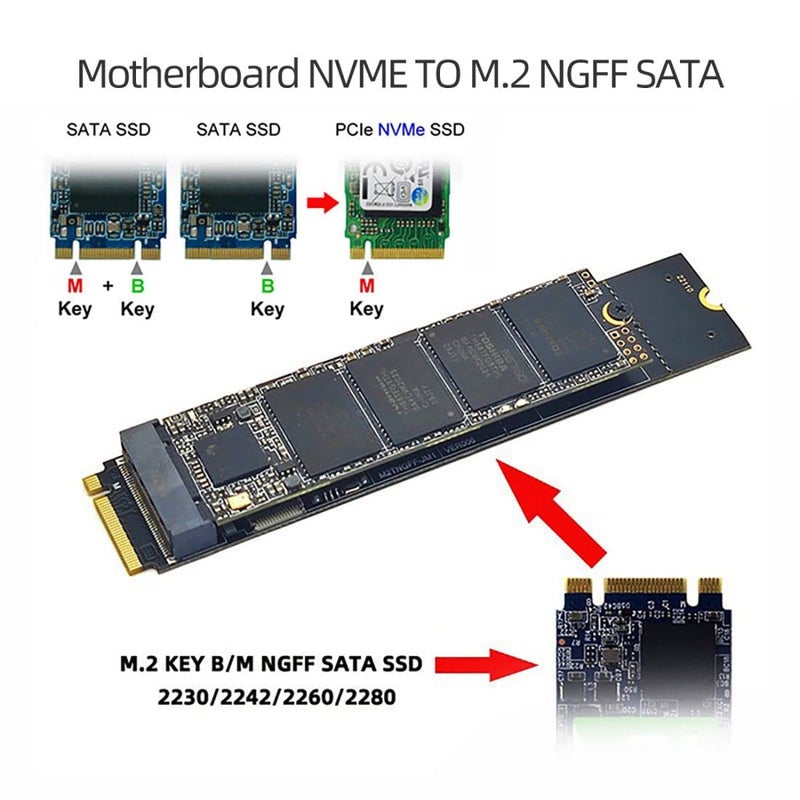 Chenyang M.2 SSD SATA NGFF B+M Key to NVME M-Key Expansion Card Converter Adapter JMB582 Chipset for Motherboard 2230/2242/2260/2280/22110 - Image 4