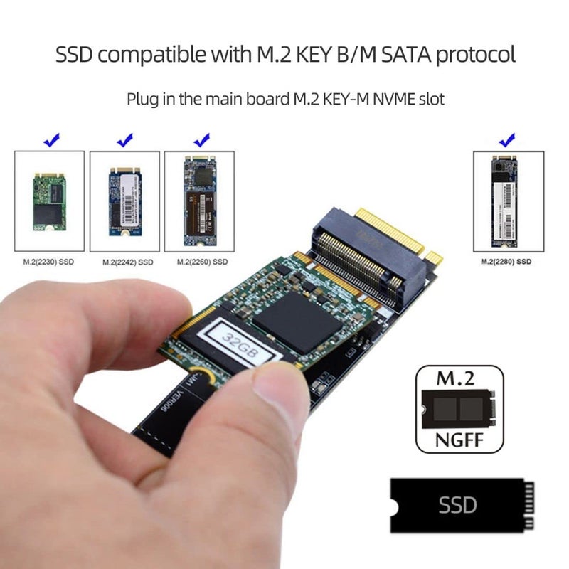 Chenyang M.2 SSD SATA NGFF B+M Key to NVME M-Key Expansion Card Converter Adapter JMB582 Chipset for Motherboard 2230/2242/2260/2280/22110 - Image 5