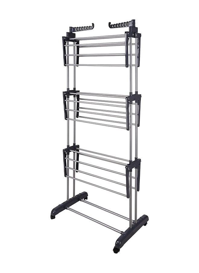 Taimi - Foldable 3 Tier Clothes Drying Rack for Laundry Rolling white/black - Image 1