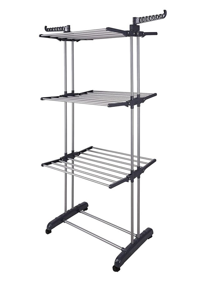 Taimi - Foldable 3 Tier Clothes Drying Rack for Laundry Rolling white/black - Image 1