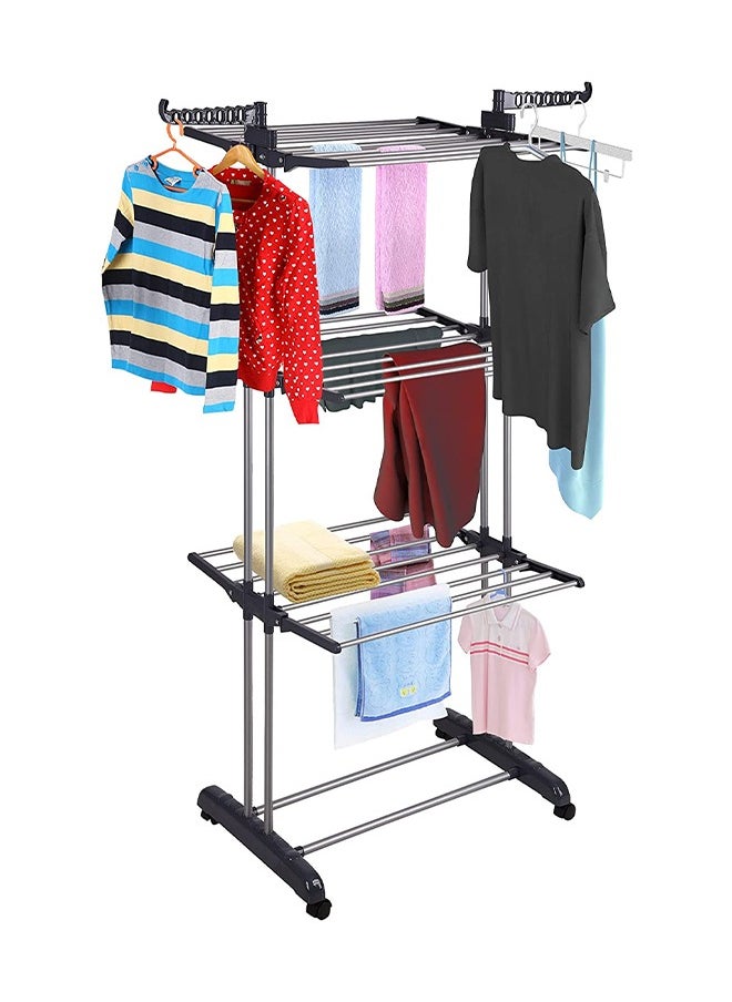 Taimi - Foldable 3 Tier Clothes Drying Rack for Laundry Rolling white/black - Image 1
