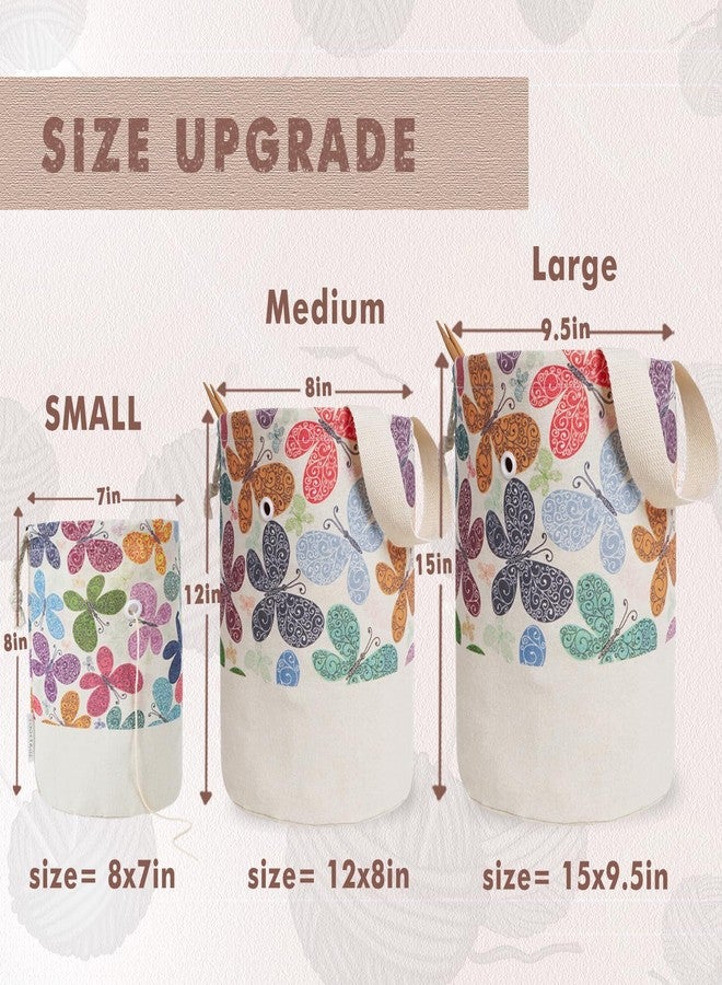 TOGETRUE Yarn Bag, Knitting Crochet Bag, Portable Yarn Storage Bags Organizer for Crocheting Project, Store Skein Ball, Short Knitting Needle (Large, Butterfly) - Image 2