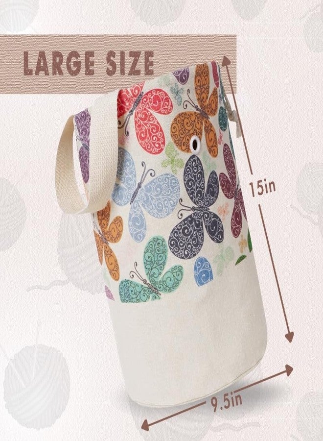TOGETRUE Yarn Bag, Knitting Crochet Bag, Portable Yarn Storage Bags Organizer for Crocheting Project, Store Skein Ball, Short Knitting Needle (Large, Butterfly) - Image 3