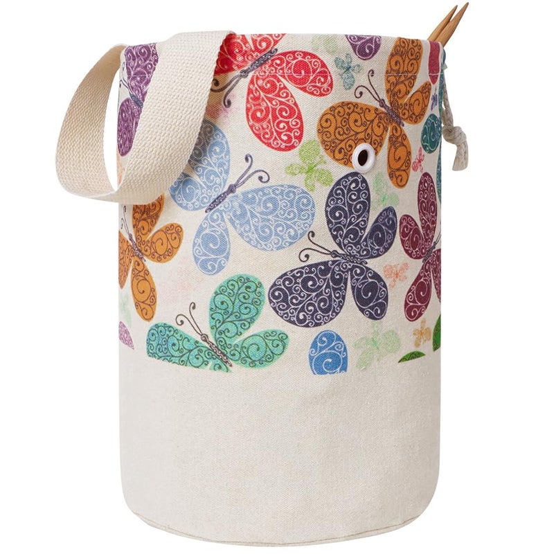 TOGETRUE Yarn Bag, Knitting Crochet Bag, Portable Yarn Storage Bags Organizer for Crocheting Project, Store Skein Ball, Short Knitting Needle (Large, Butterfly) - Image 1