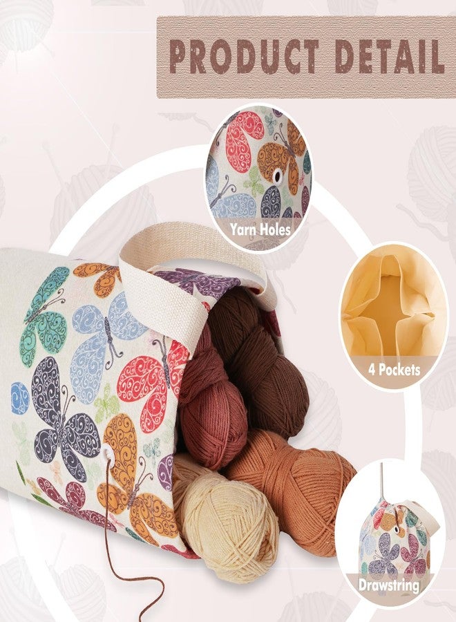 TOGETRUE Yarn Bag, Knitting Crochet Bag, Portable Yarn Storage Bags Organizer for Crocheting Project, Store Skein Ball, Short Knitting Needle (Large, Butterfly) - Image 4