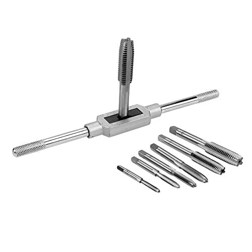 Mass Pro 8pcs Alloy Steel Hand Tools Die Set: M3-M12 Screw Taps, Tap Handle, Thread Plugs, High-speed Steel (HSS) Thread Repair Tool - Image 1