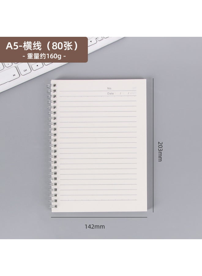HELPS Creative Pp Frosted Coil Notebook A5b5 Simple Thickeneded Note Grids Notebook Horizontal Line Blank Notebook Stationery - Image 1