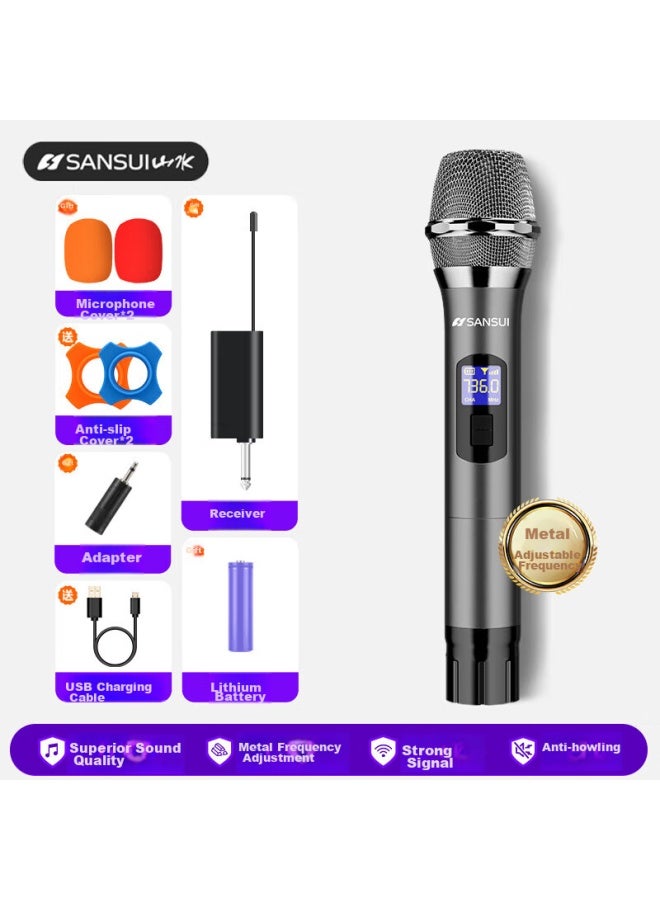 Sansui U5 Wireless Microphone System, Metal Frequency-modulated Microphone, One-to Home Ktv Singing, Professional Conference-specific, Speech, Outdoor Sound System - Image 1