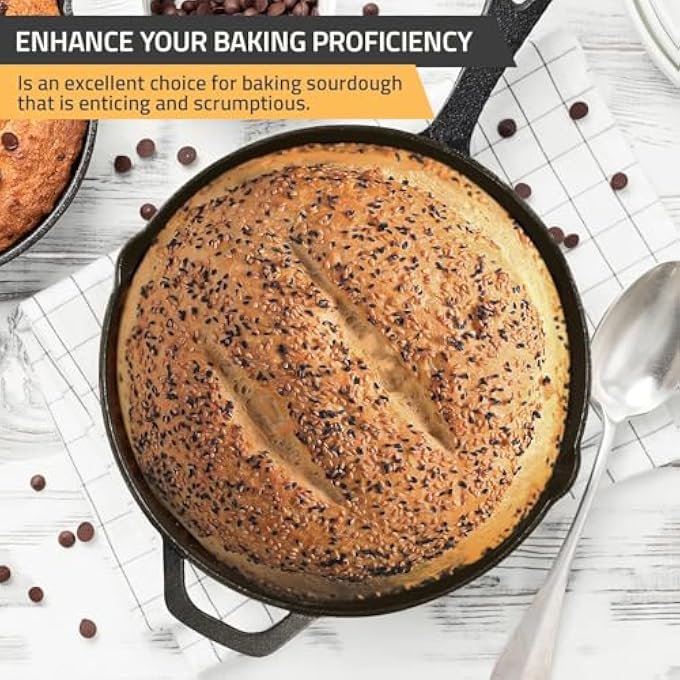 Unity Kitchen Cast Iron Frying Pan 12 Inch Cast Iron Chefs Pan With Handles Pre Seasoned Skillet Safe Grill Cookware For Indoor  Outdoor Use Black - Image 4