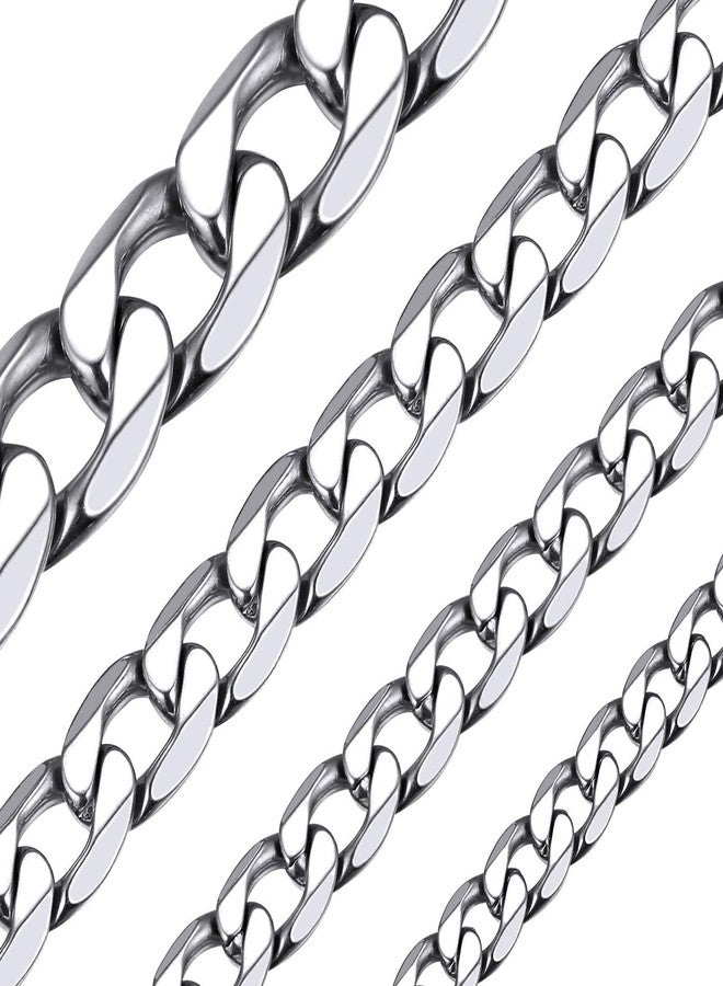 ChainsHouse 9mm Stainless Steel Mens Womens Necklace 22 inch Curb Link Chain, 22 inch, Stainless Steel, Cubic Zirconia - Image 1