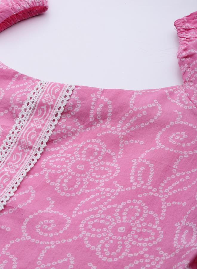 لباس بلوزة كردي بأكمام بالون مطبوعة وتفاصيل دانتيل من ستايلي - Image 3