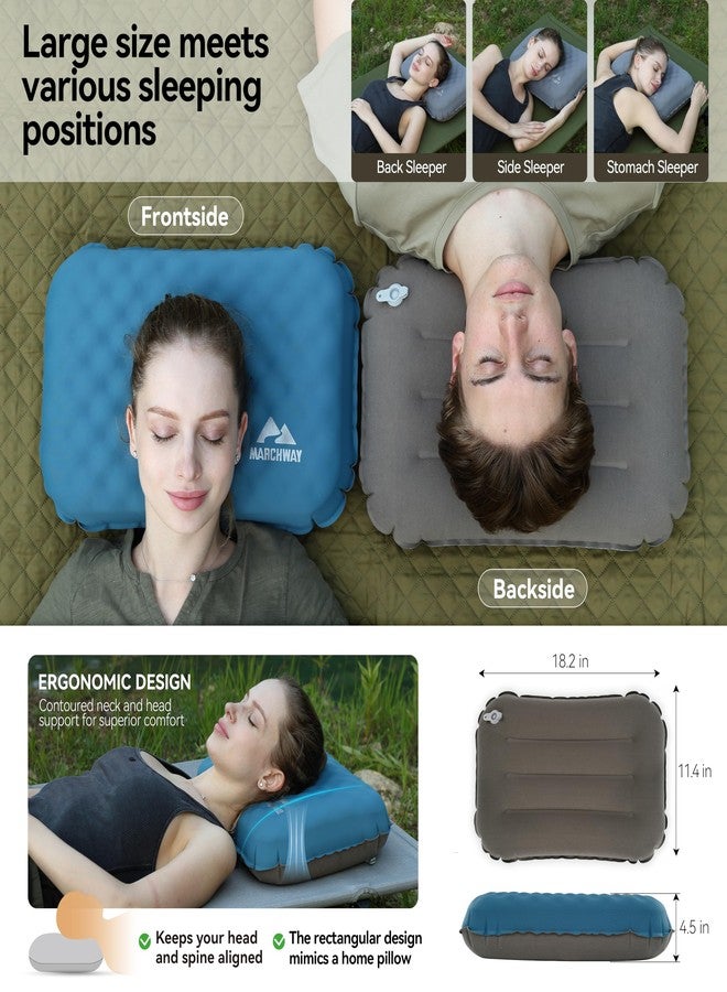 MARCHWAY Inflatable Camping Pillow with Foam Top - Lightweight Compact, Dual-Sided All-Season for Camping, Hiking, Backpacking, Car Travel (Blue) - Image 2