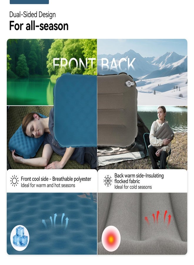 MARCHWAY Inflatable Camping Pillow with Foam Top - Lightweight Compact, Dual-Sided All-Season for Camping, Hiking, Backpacking, Car Travel (Blue) - Image 4