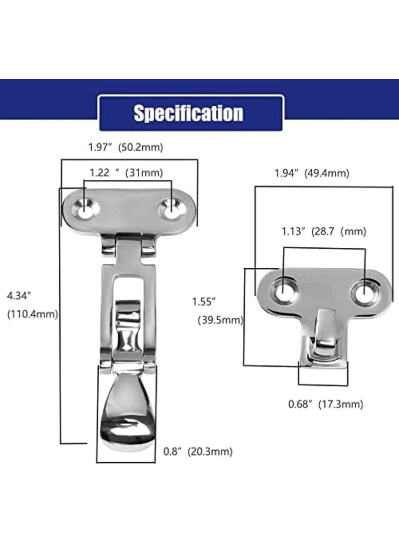 SYOSI Marine Grade Boat Door Hatch Anti-Rattle Latches, 316 Stainless Steel Universal Lockable Hold down Clamp Latch, Solid Construction, Marine Grade Hatch Hardware Fasteners with Screws (2 Pack) - Image 2