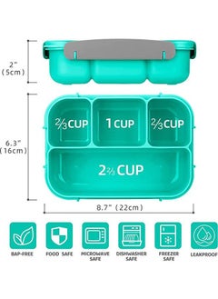 Arabest Bento Box Adult Lunch Box,Lunch Box Kids,Lunch Containers for Adults/Kids/Toddler,1000ML-4 Compartment Bento Lunch Box,Microwave & Dishwasher & Freezer Safe, BPA Free (Green)  - Image 4