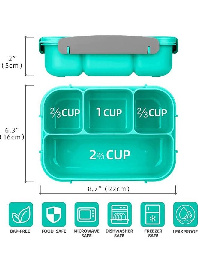 Arabest Bento Box Adult Lunch Box,Lunch Box Kids,Lunch Containers for Adults/Kids/Toddler,1000ML-4 Compartment Bento Lunch Box,Microwave & Dishwasher & Freezer Safe, BPA Free (Green)  - Image 4