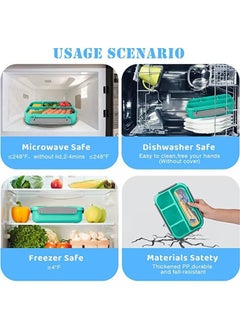 Arabest Bento Box Adult Lunch Box,Lunch Box Kids,Lunch Containers for Adults/Kids/Toddler,1000ML-4 Compartment Bento Lunch Box,Microwave & Dishwasher & Freezer Safe, BPA Free (Green)  - Image 5