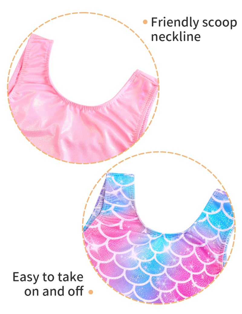 Nokecina Leotard for Girls Gymnastics 2 Packs Size 4-5t Pink Purple Sleeveless Workout Bodysuits - Image 3