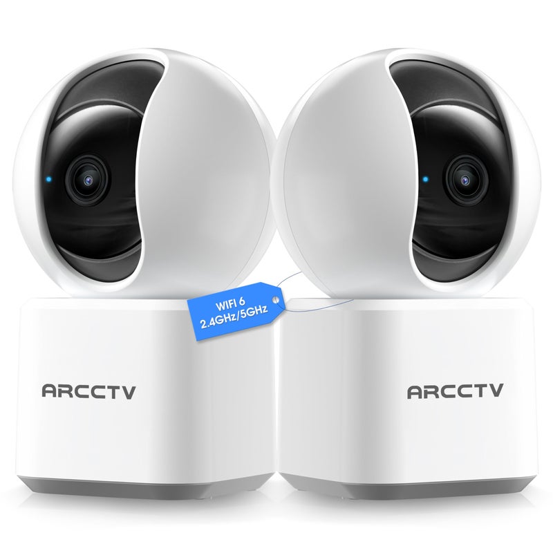 ARCCTV Cameras for Home Security 2pcs with WiFi 6&5GHz/2.4GHz, Motion Tracking Never Miss a Moment, 2-Way Audio, Night Vision, Compatible with Alexa Upgrades Your Idoor Security - Image 1