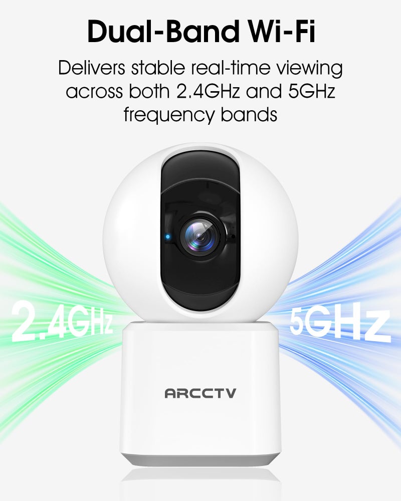 ARCCTV Cameras for Home Security 2pcs with WiFi 6&5GHz/2.4GHz, Motion Tracking Never Miss a Moment, 2-Way Audio, Night Vision, Compatible with Alexa Upgrades Your Idoor Security - Image 2